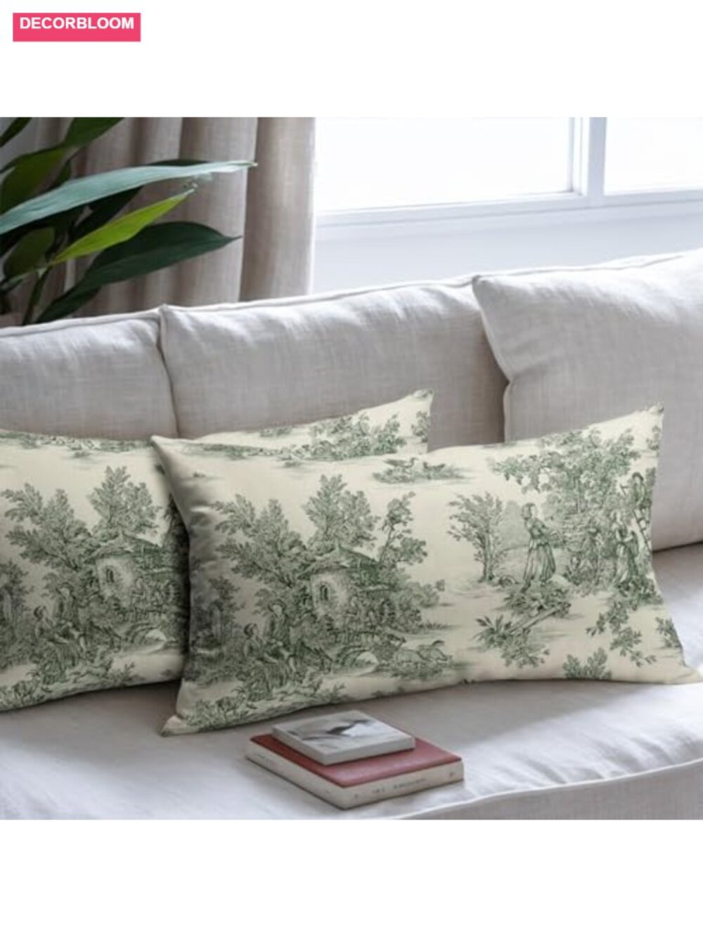 French Country Linen Lumbar Pillow Covers Set of 2, Cottage Decor - Picture 6 of 6